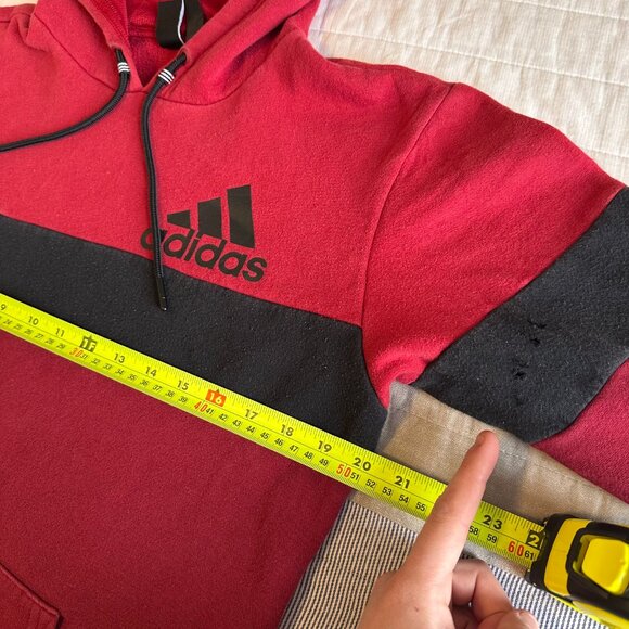Adidas Hoodie Sweater Mens Small Red Two Tone Long Sleeve Cotton Sweatshirt - Picture 6 of 8